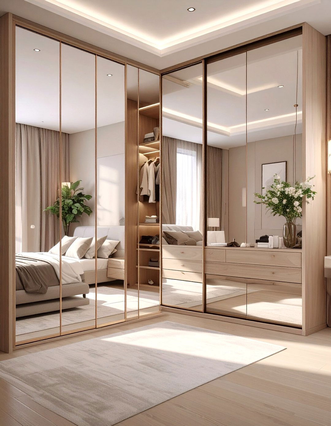 Sleek Mirrored Wardrobe Doors for Small Bedrooms - 30 bedroom wardrobe design ideas