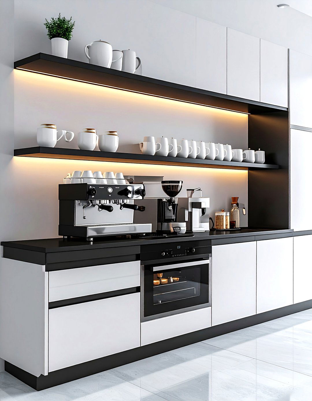 Sleek Modern Kitchen Coffee Station - 30 kitchen coffee bar ideas