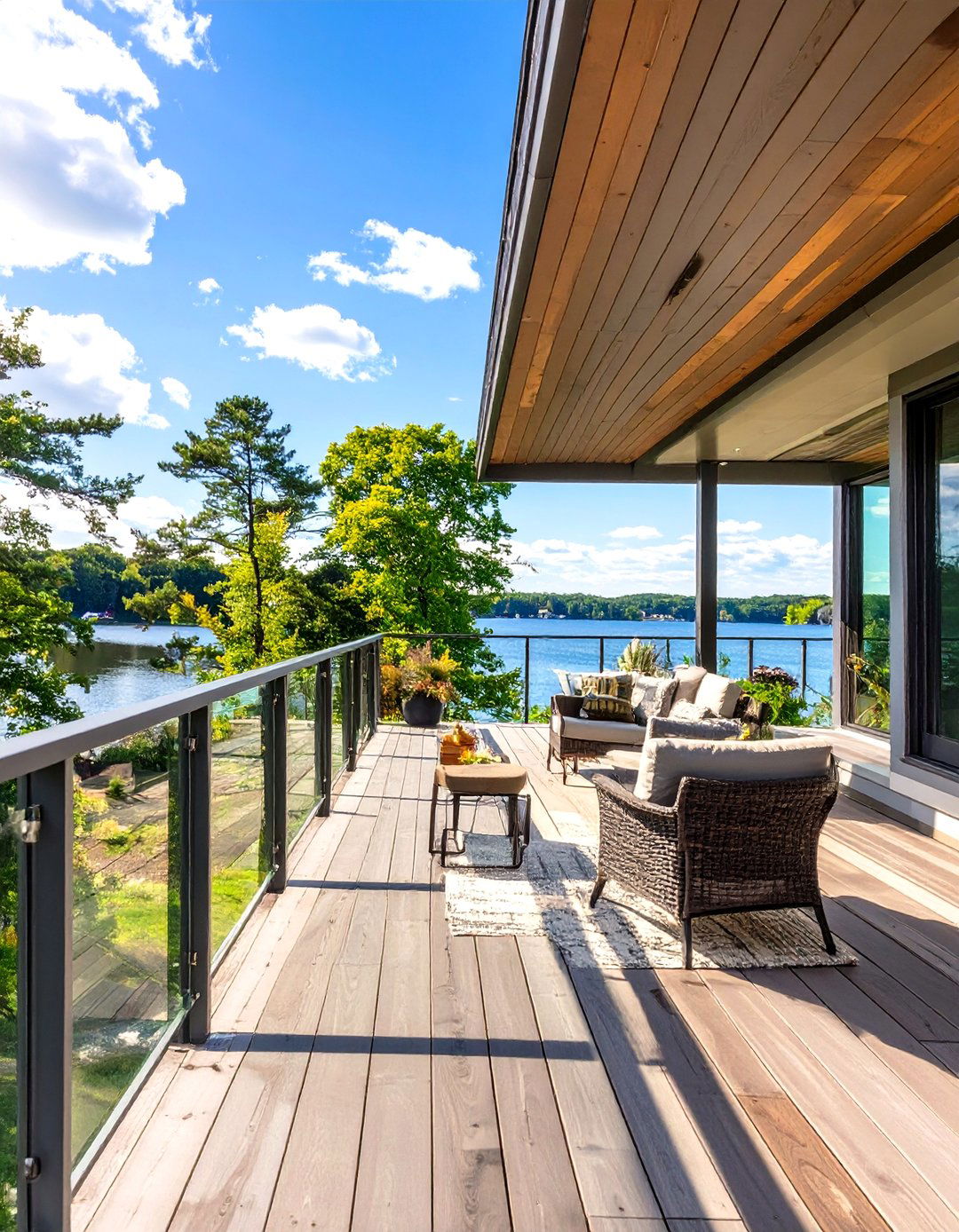 Sleek Porch With Glass Railings - 30 mobile home porch ideas