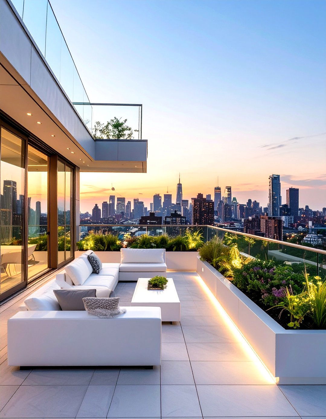 Sleek Rooftop Patio with Glass Railings - 30 outdoor patio design pictures ideas