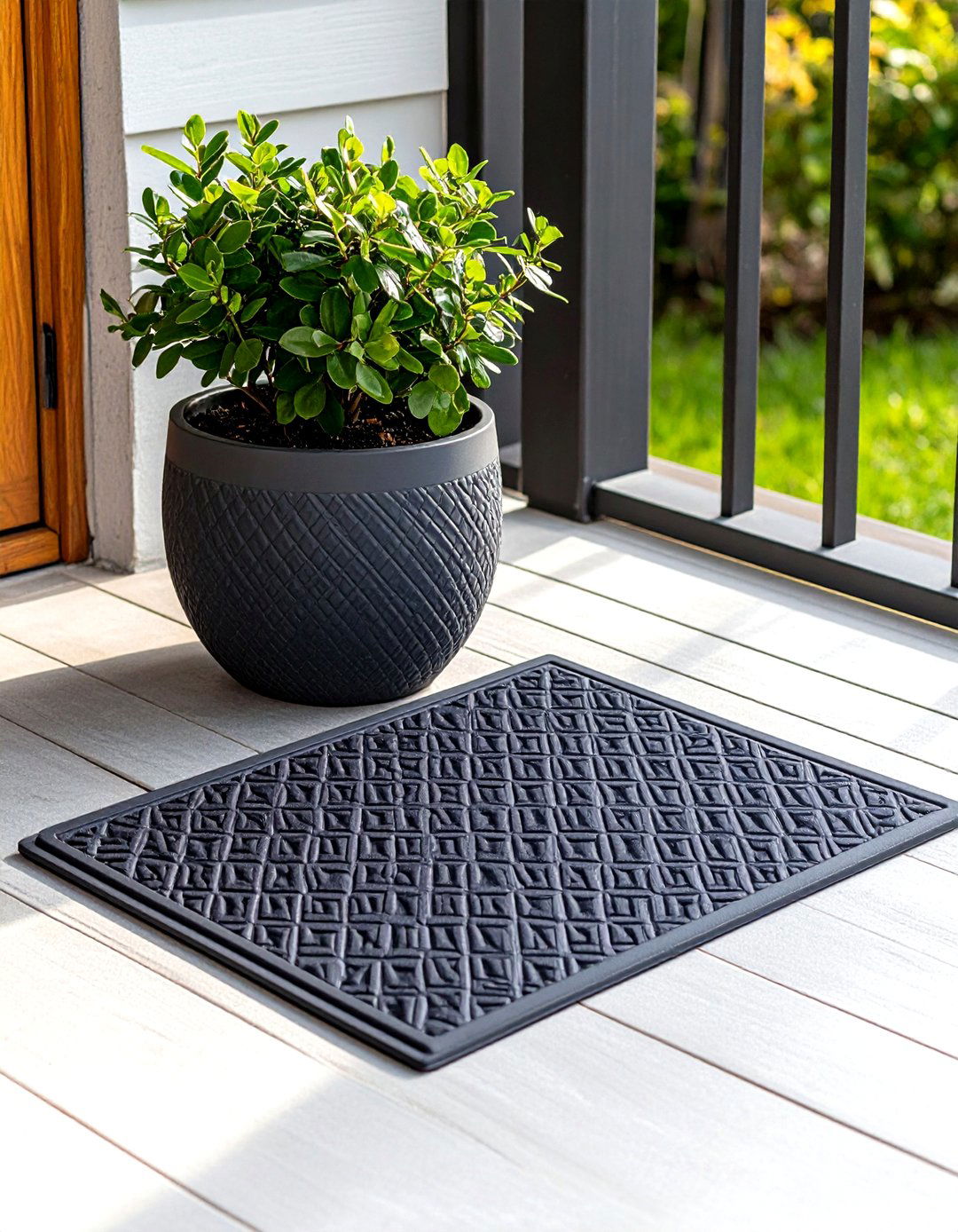 Sleek Rubber Scraper Mat - 30 front porch rug ideas