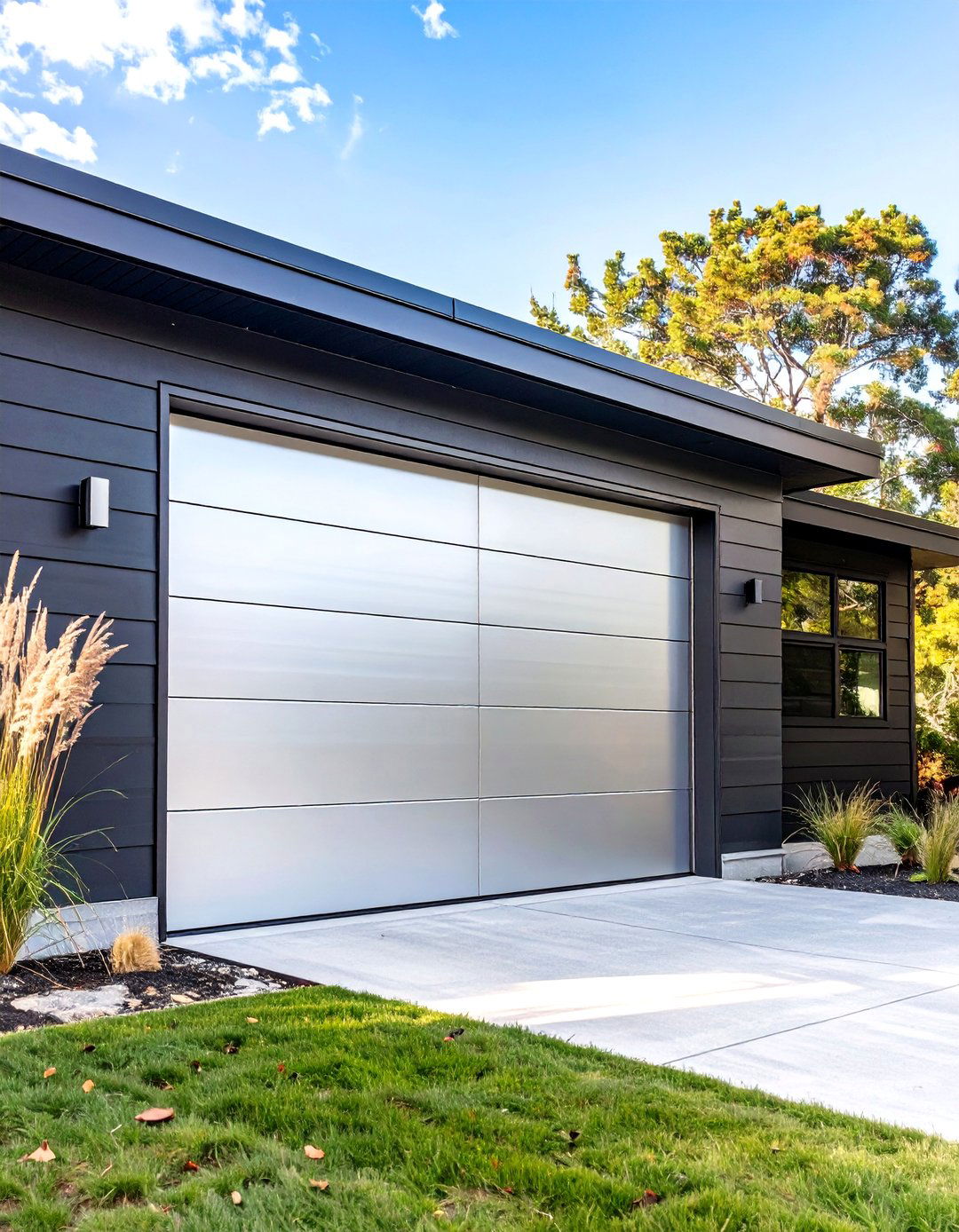 Sleek Silver or Metallic Gray - 30 garage door color ideas