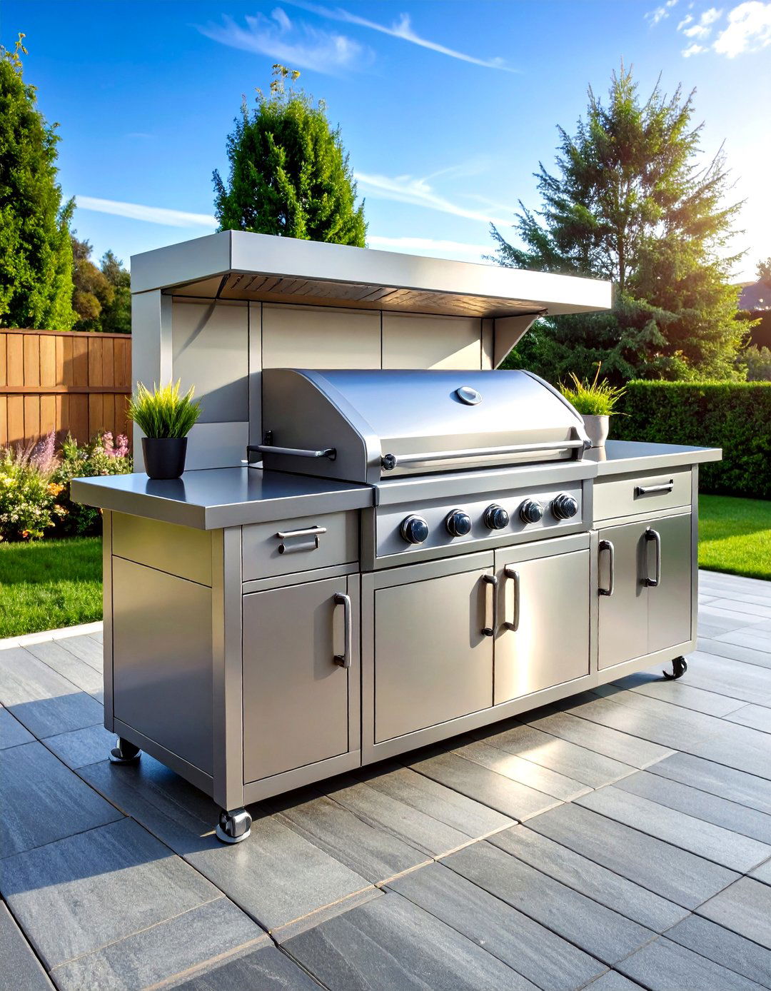 Sleek Stainless Steel Patio Grill Cabinetry - 30 patio grill ideas