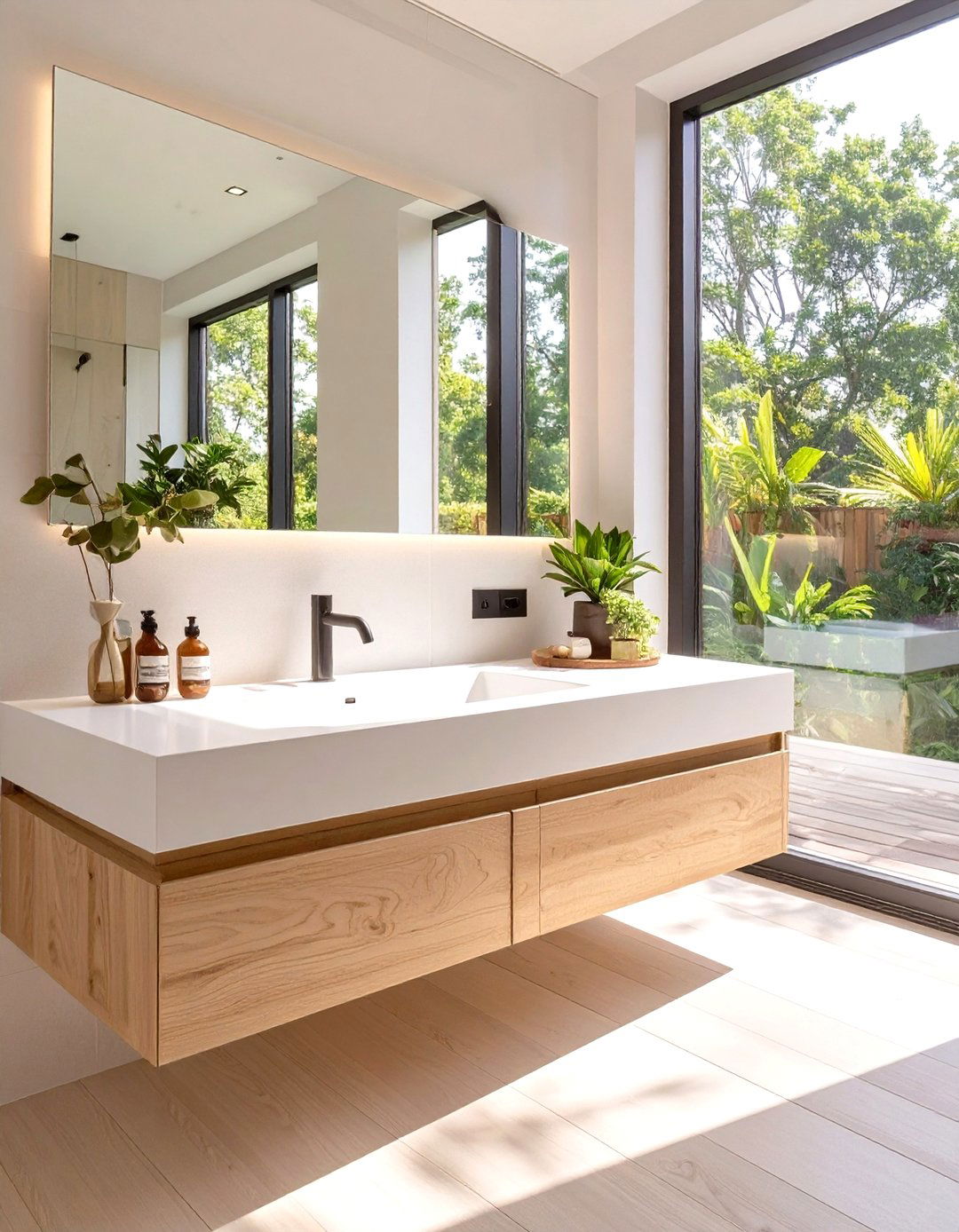Sleek Vanity with Integrated Sink and Countertop - 30 vanity ideas