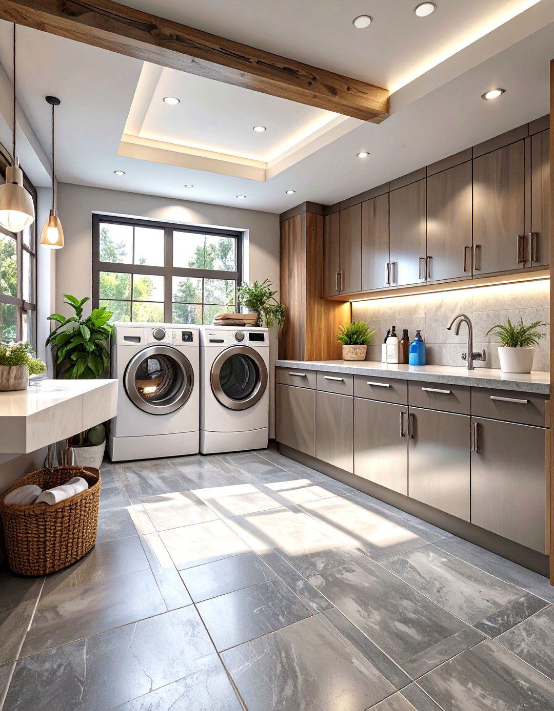 Sleek and Contemporary Basement Laundry Room - 30 concrete basement laundry room ideas