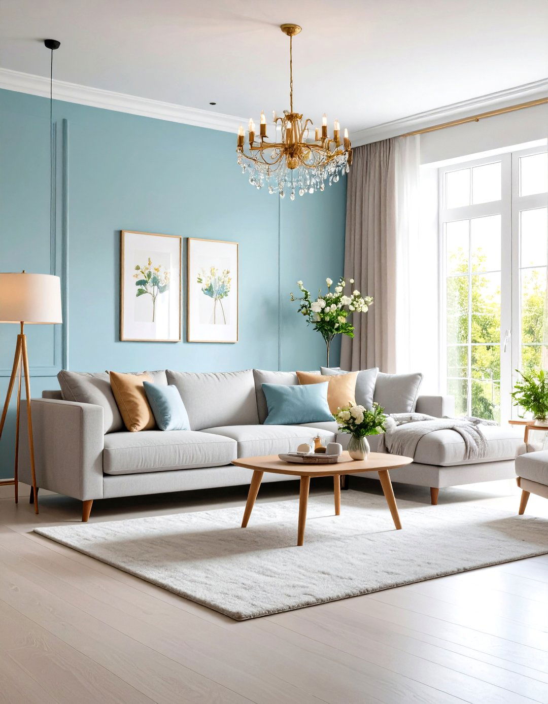 Sleek and Tech Forward Living Room - 30 light grey couch living room ideas