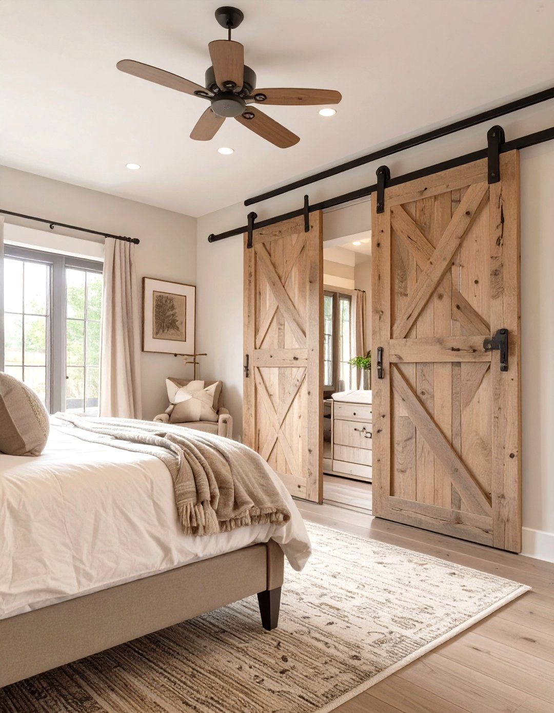 Sliding Barn Door Closet - 30 modern farmhouse bedroom ideas