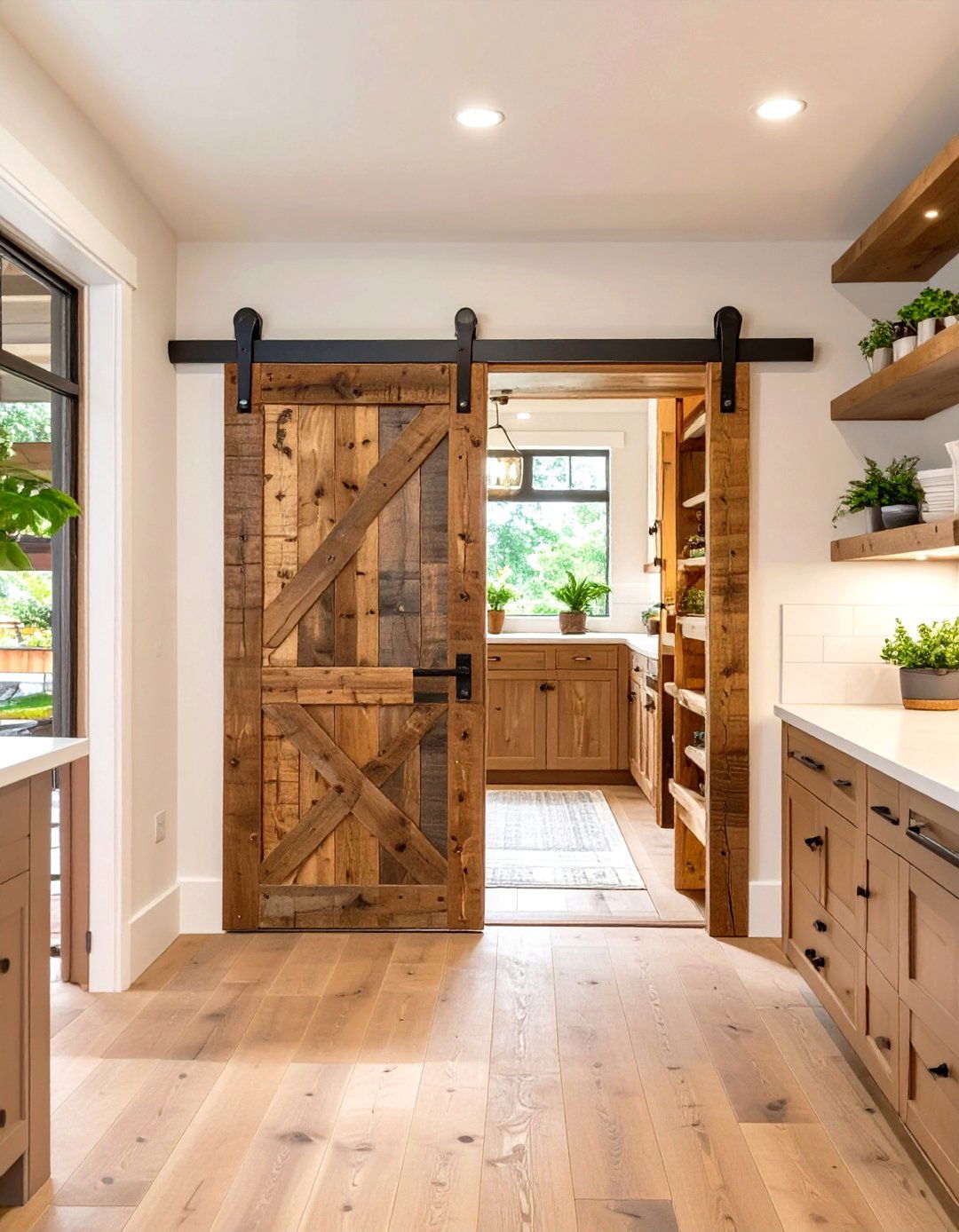 Sliding Barn Door for a Space Saving Pantry Entrance - 30 small walk-in pantry ideas