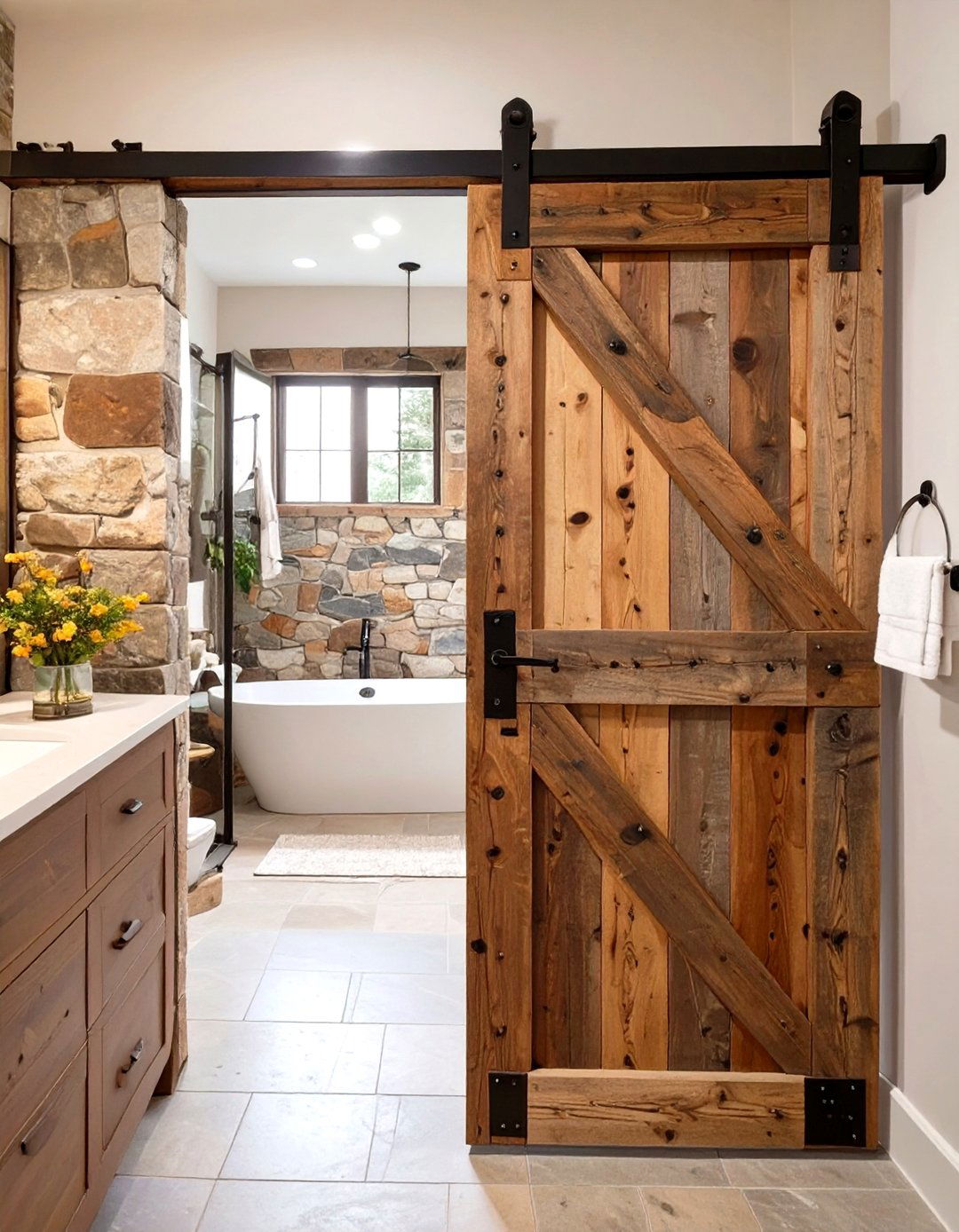 Sliding Barn Door for a Western Bathroom - 30 western bathroom ideas