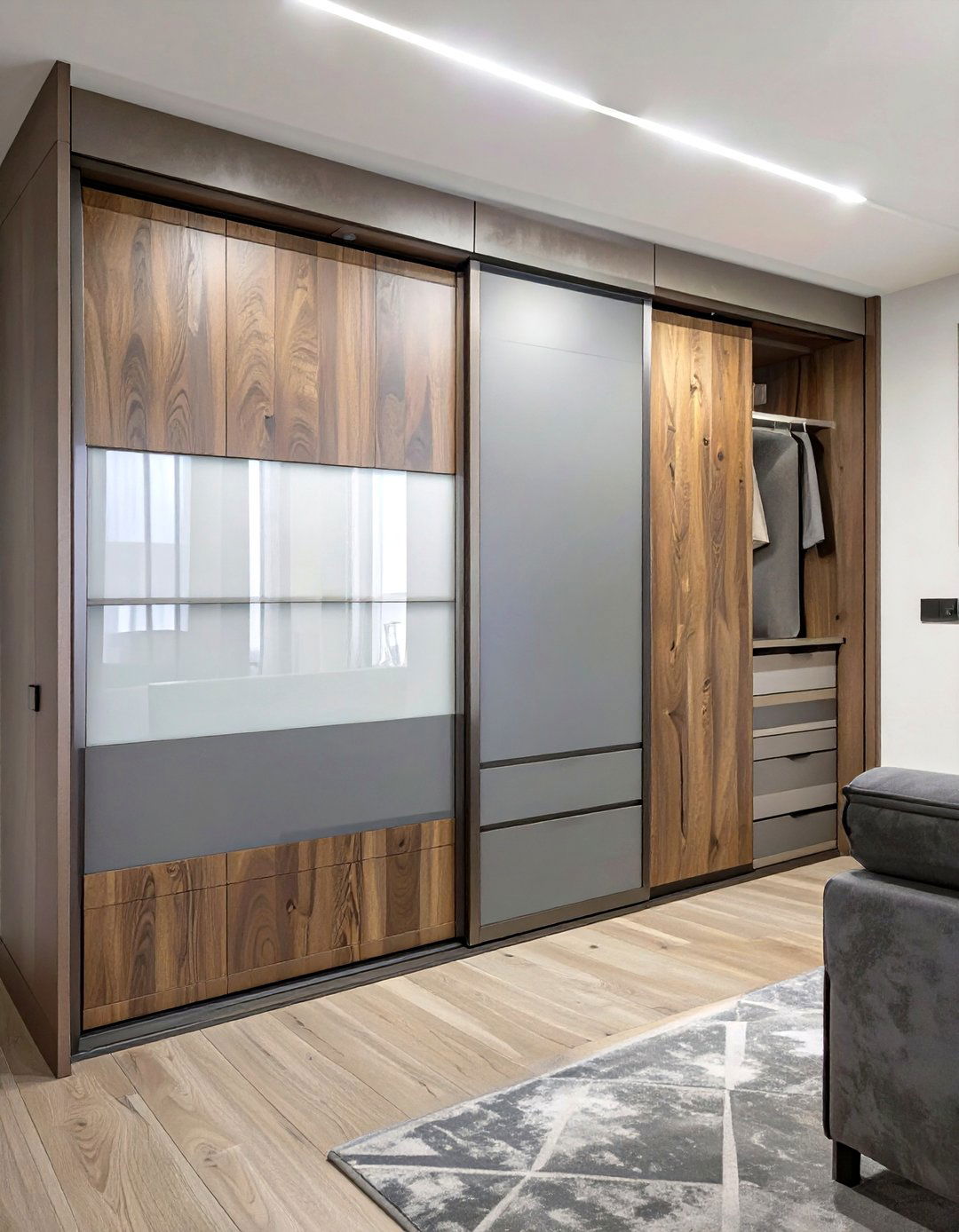 Sliding Door Wardrobe with Mixed Materials - 30 modern wardrobe design ideas