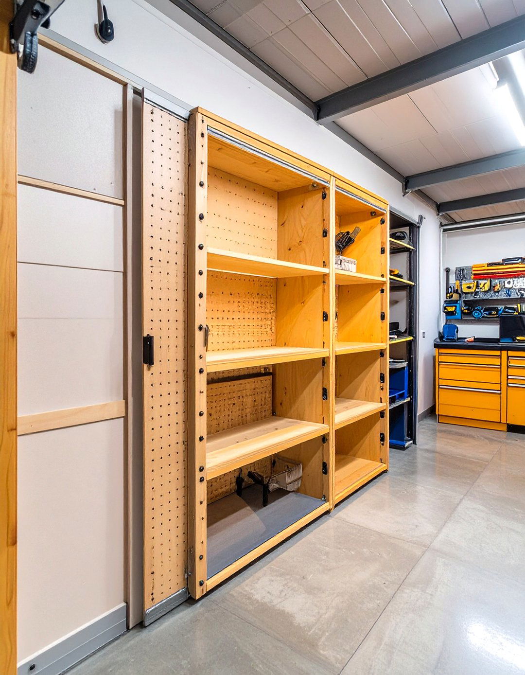 Sliding Wood Storage Panels - 30 wood garage storage ideas