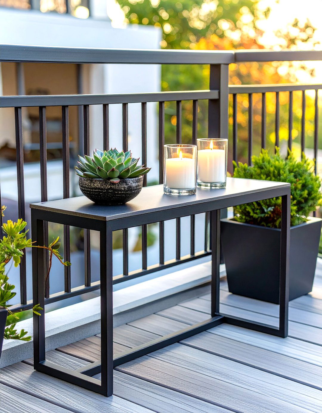 Slim Console Table - 30 small deck decorating ideas