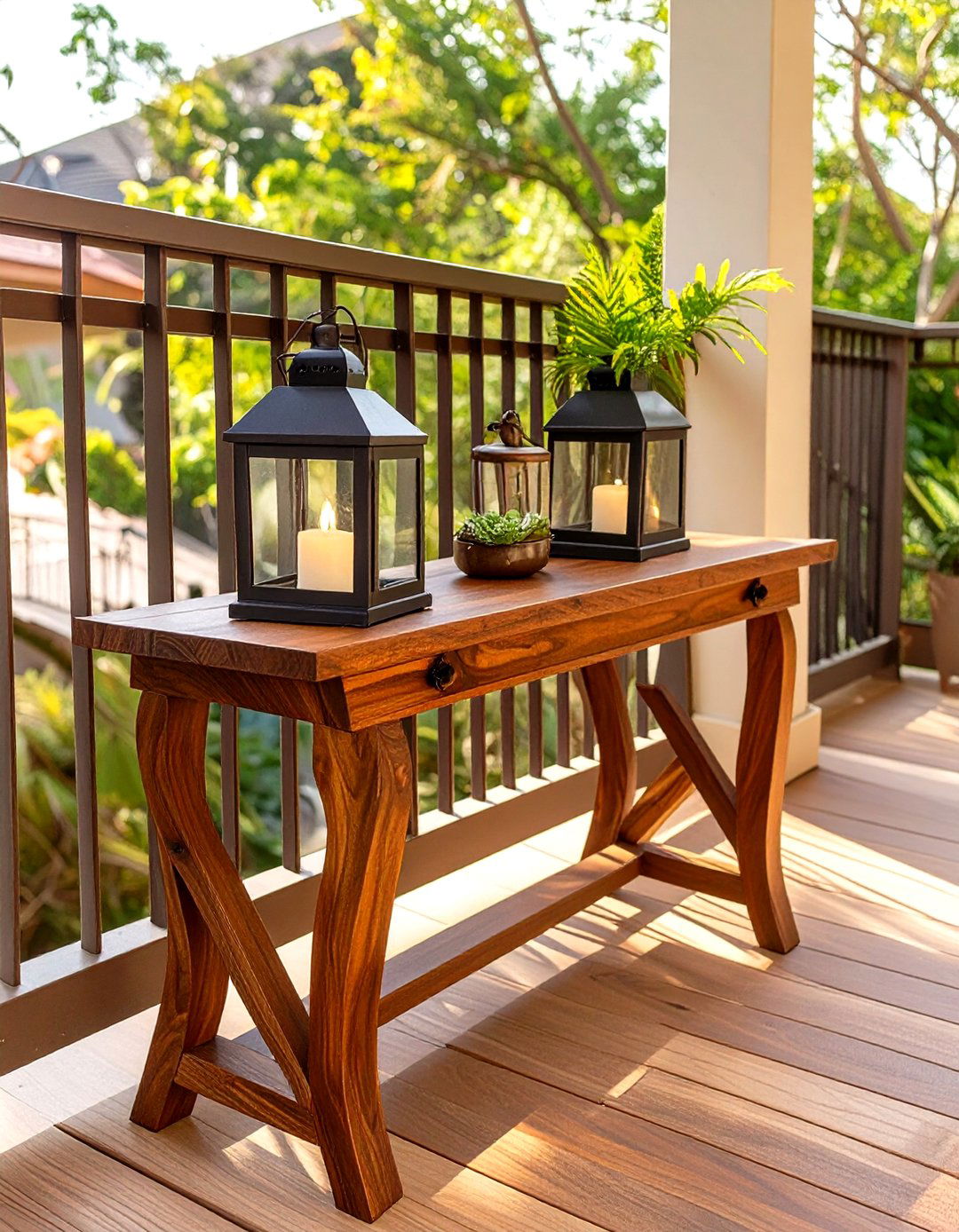 Slim Outdoor Console Table for Small Decks - 30 small deck furniture ideas