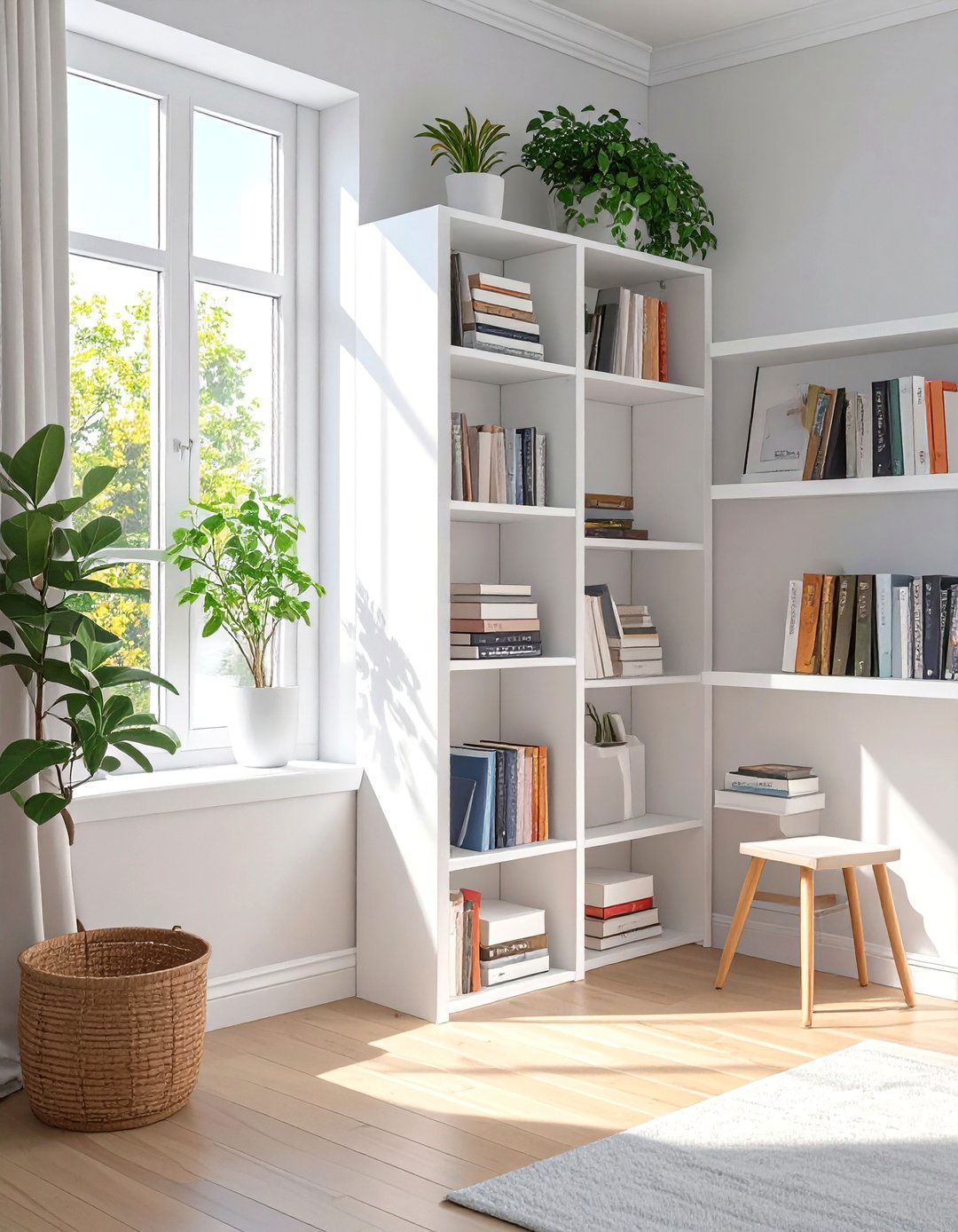 Slim Profile Bookcases for Storage - 30 small room decor ideas