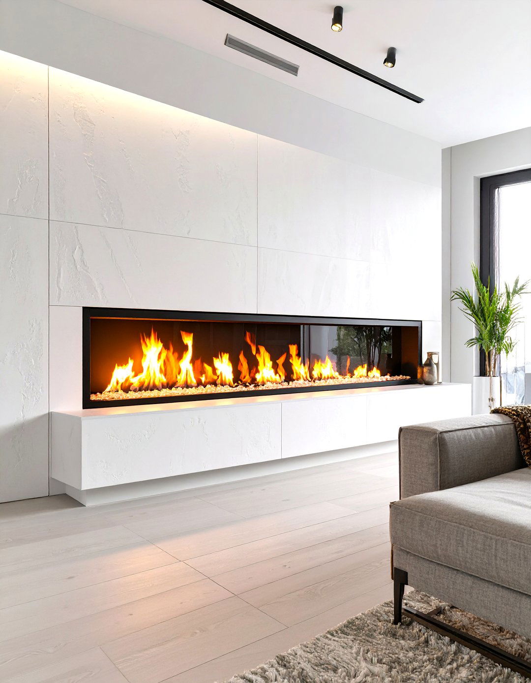 Slim Profile Linear Fireplace - 30 small living room fireplace ideas