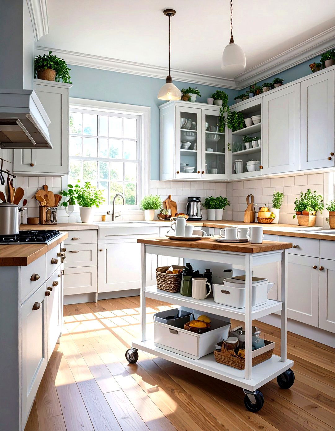 Slim Rolling Cart for a Galley Kitchen - 30 small galley kitchen ideas on a budget