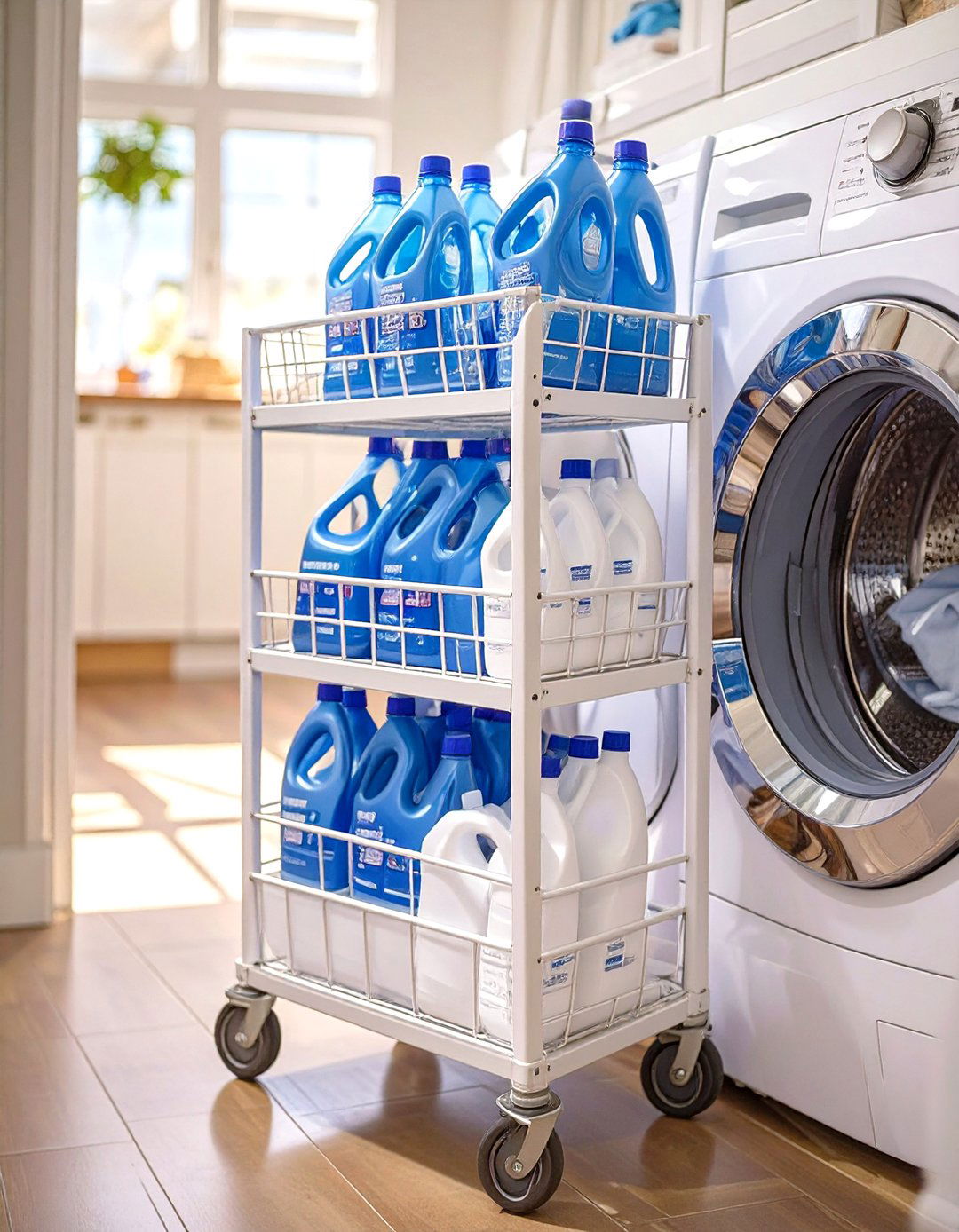 Slim Rolling Laundry Cart - 30 small laundry room organization ideas