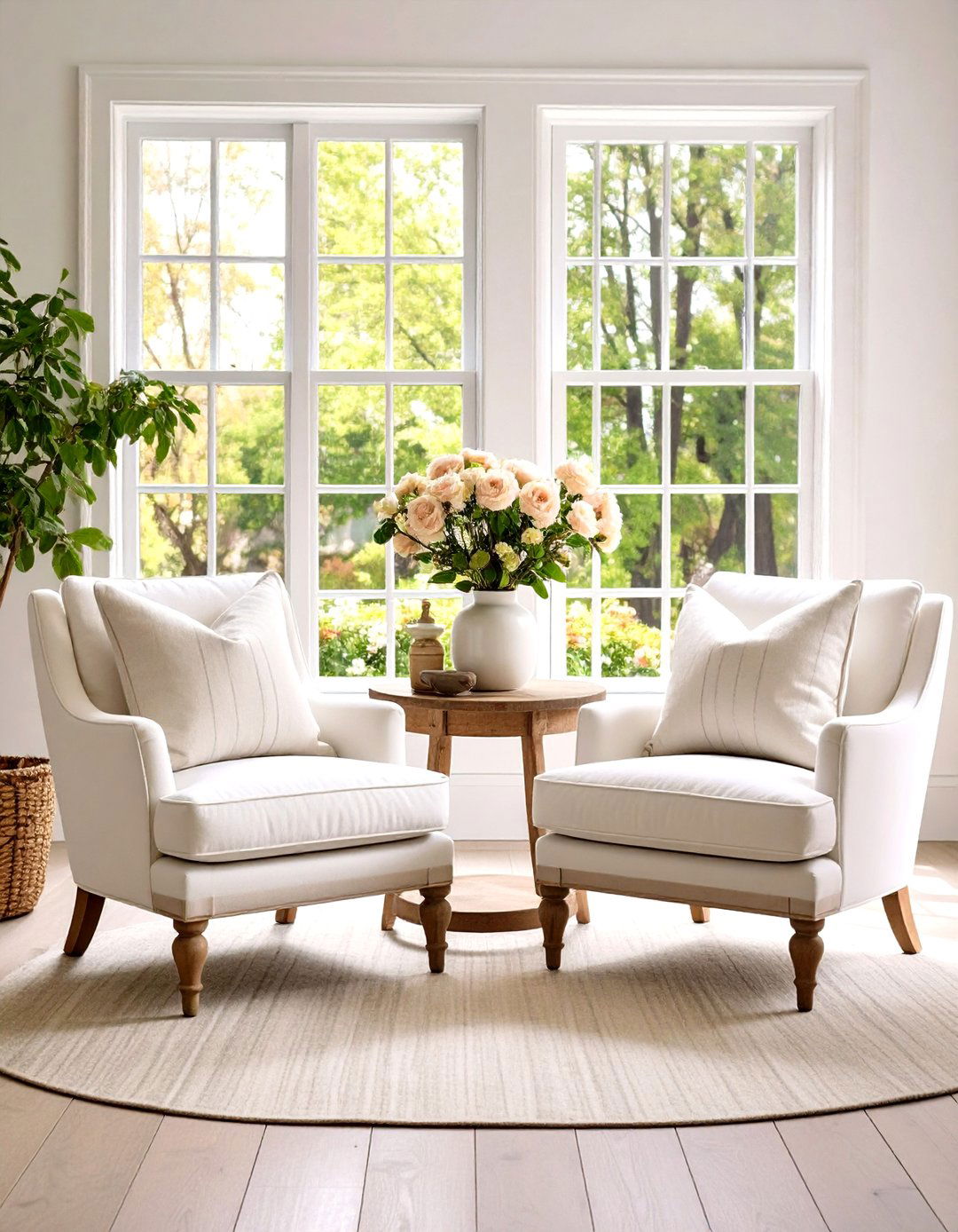 Slipcovered Dining Chairs as Accents - 30 pottery barn living room ideas