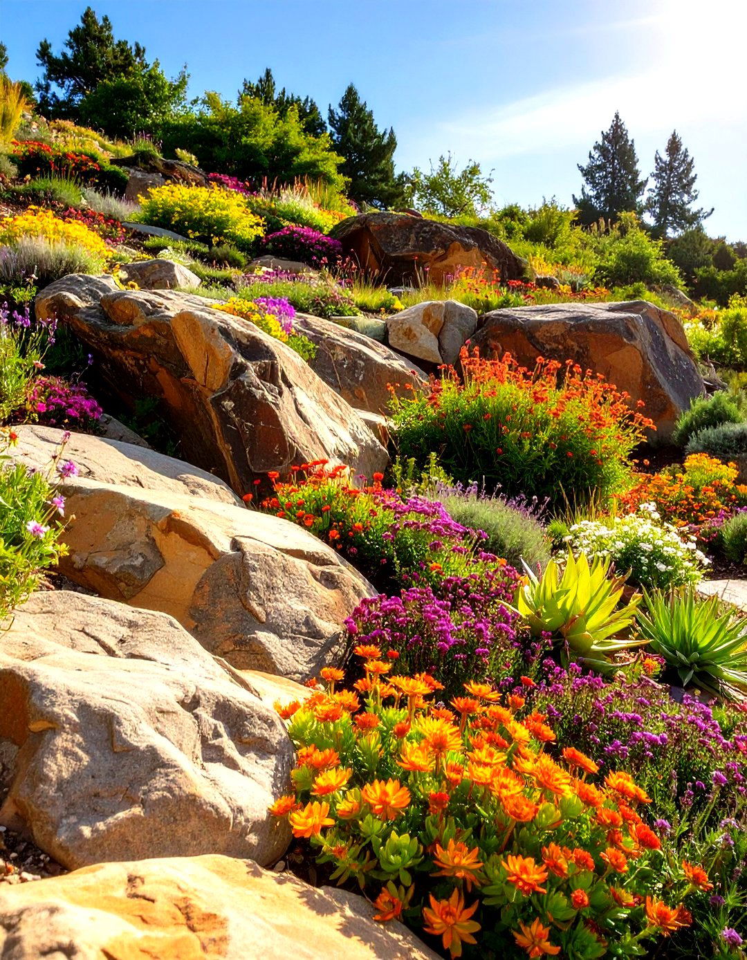 Sloped Hillside Rock Garden - 30 simple rock garden ideas