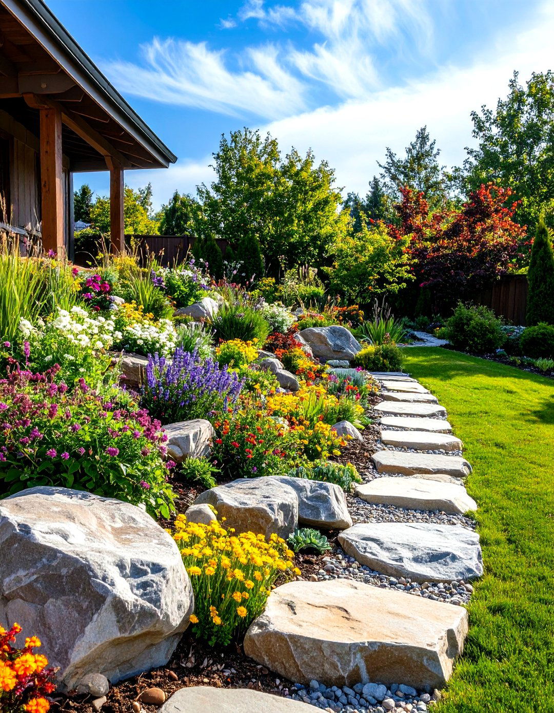 Sloped Hillside Rock Garden - 30 rock garden designs
