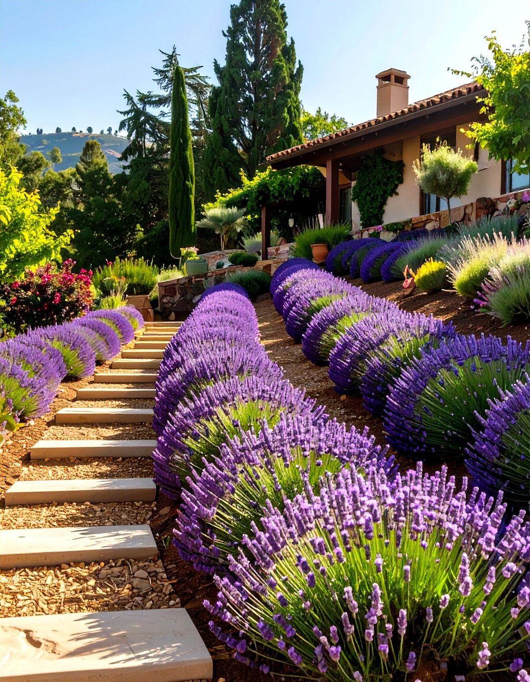 Sloped Vineyard Style Planting Rows - 30 sloped backyard landscaping ideas