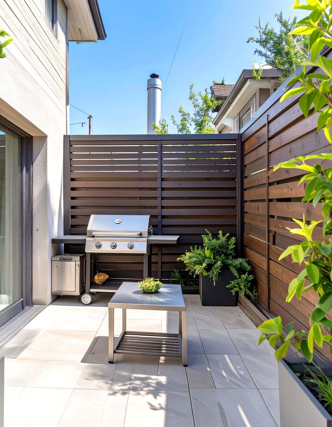 Small BBQ Area with Privacy Screen - 30 small outdoor bbq area ideas