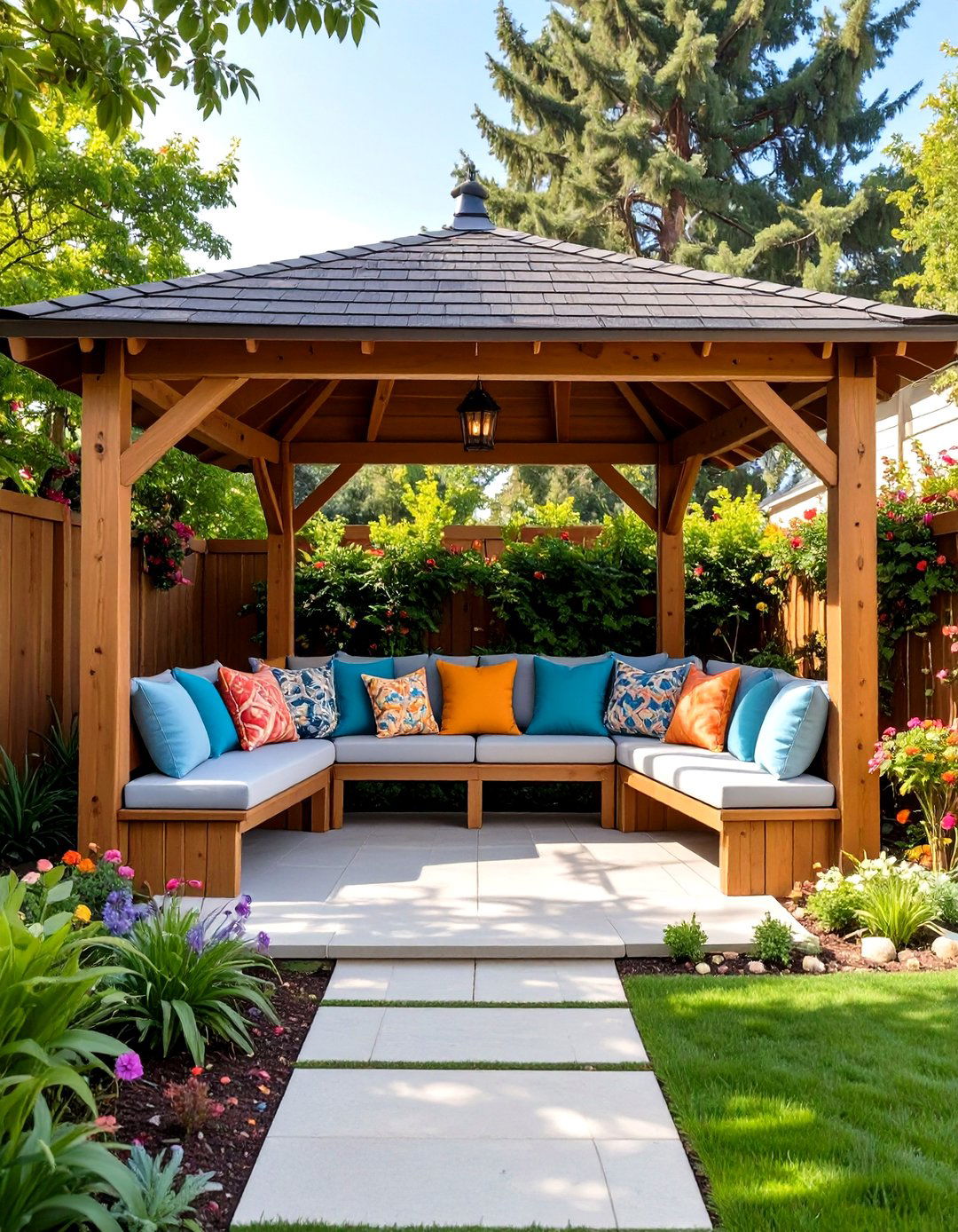 Small Backyard Gazebo with Built in Seating - 30 small backyard gazebo ideas
