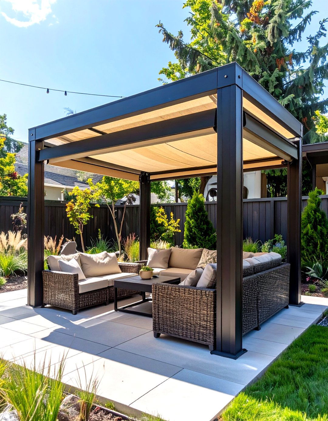 Small Backyard Gazebo with a Fabric Canopy - 30 small backyard gazebo ideas
