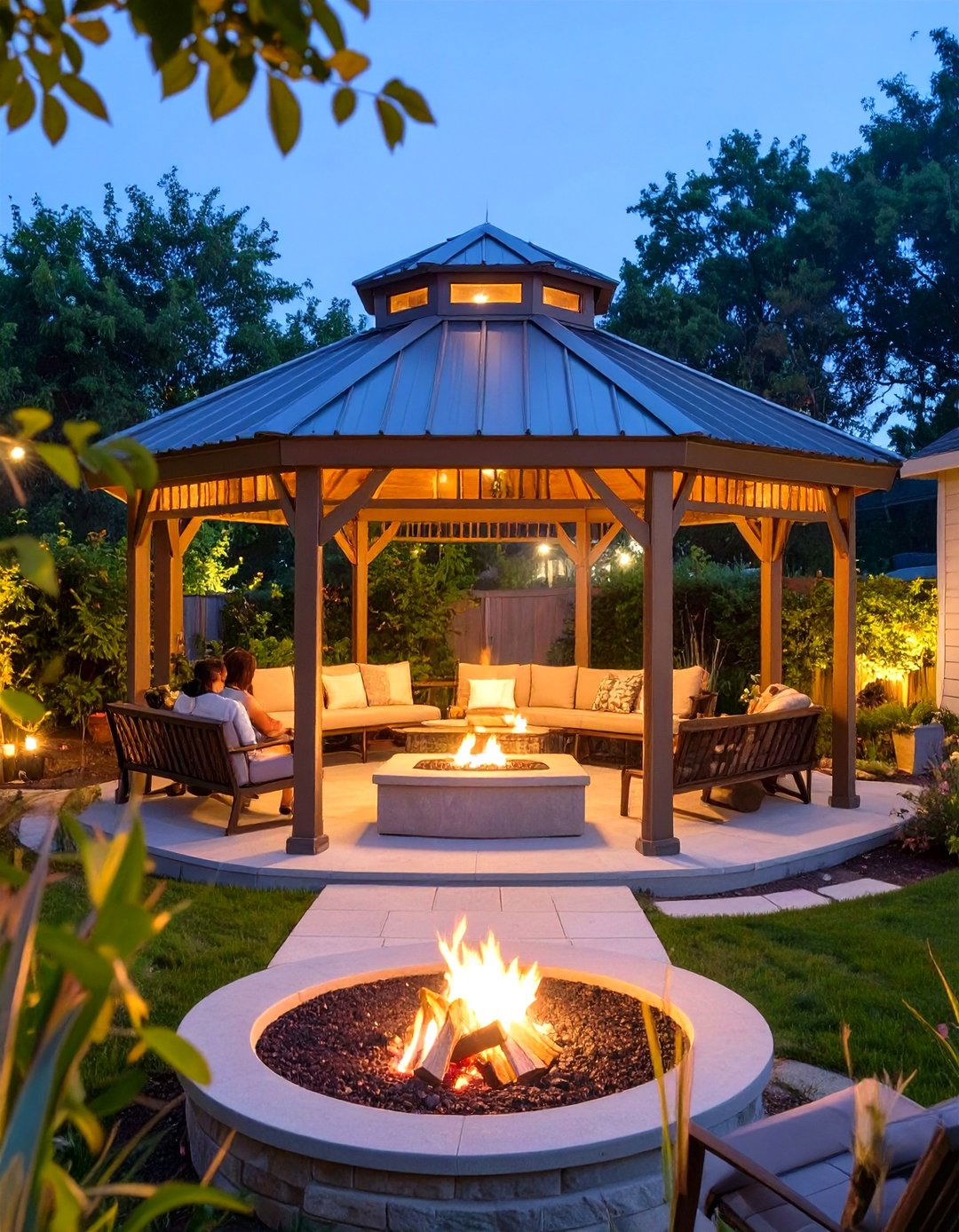 Small Backyard Gazebo with a Fire Pit - 30 small backyard gazebo ideas