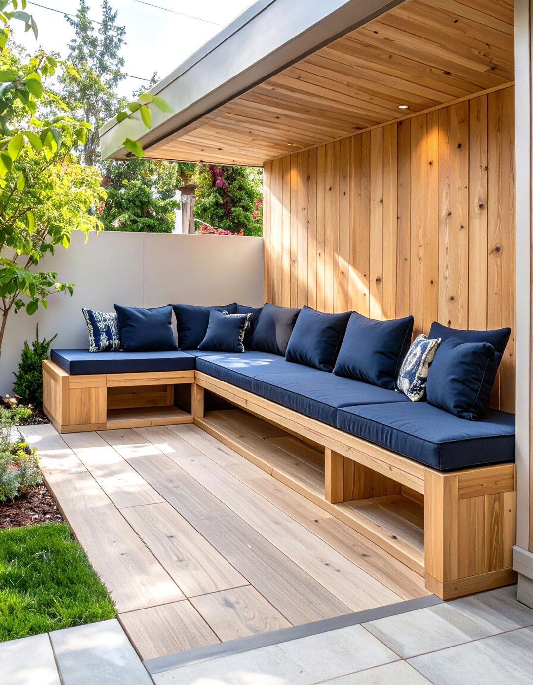 Small Backyard Landscaping with Built in Bench Seating - 30 small backyard landscaping ideas