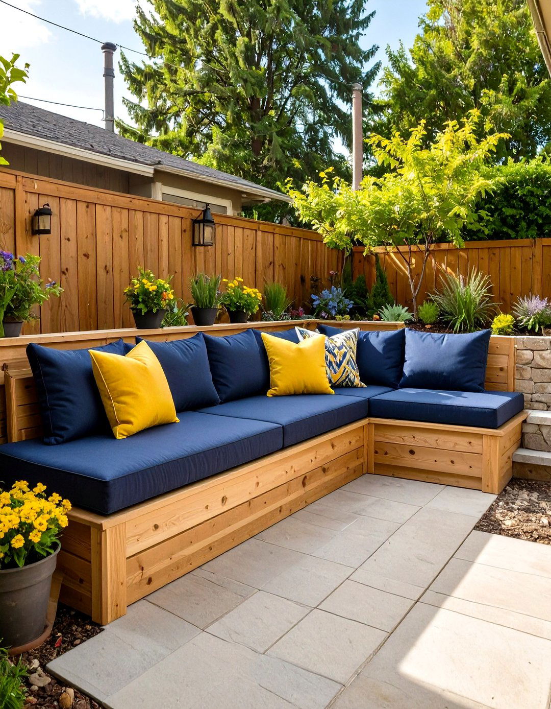 Small Backyard Patio with Built In Bench Seating - 30 small backyard patio ideas