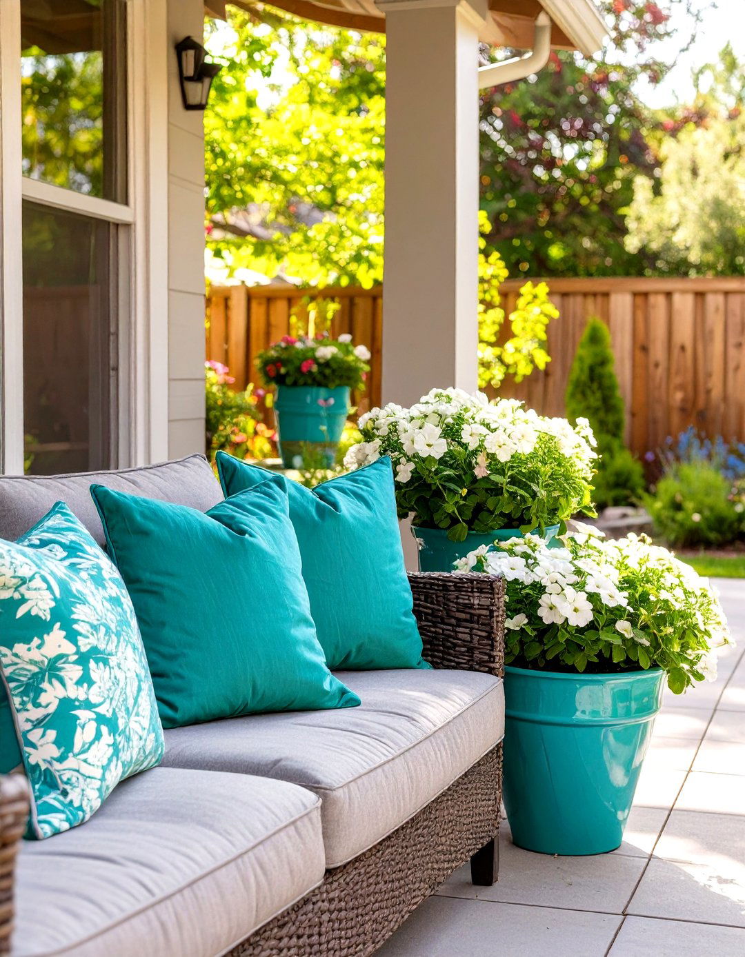 Small Backyard Patio with Color Accents - 30 small back yard patio ideas