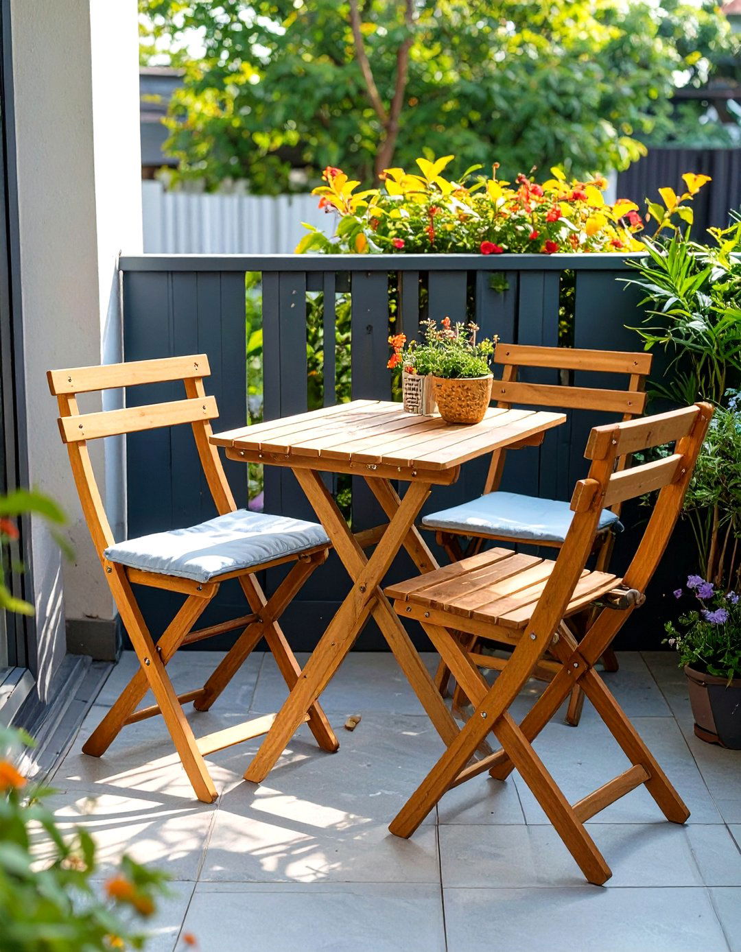 Small Backyard Patio with Folding Furniture - 30 small back yard patio ideas