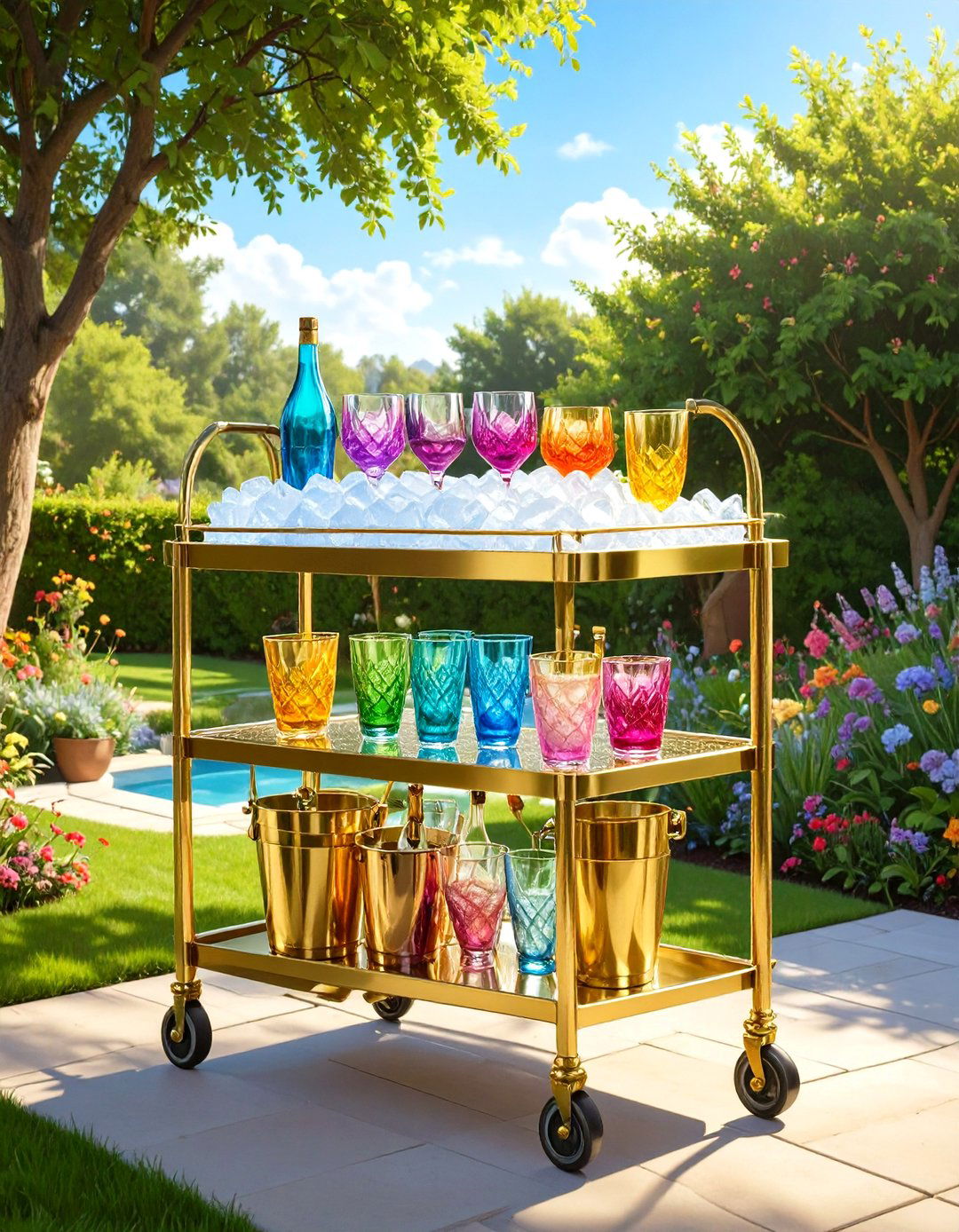 Small Backyard Patio with a Bar Cart - 30 small back yard patio ideas