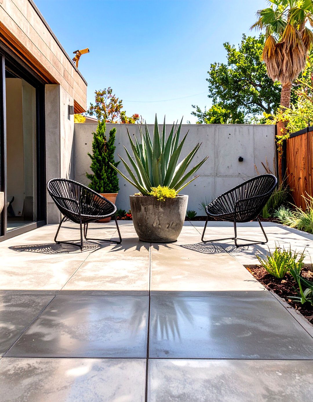 Small Backyard Patio with a Concrete Design - 30 small back yard patio ideas