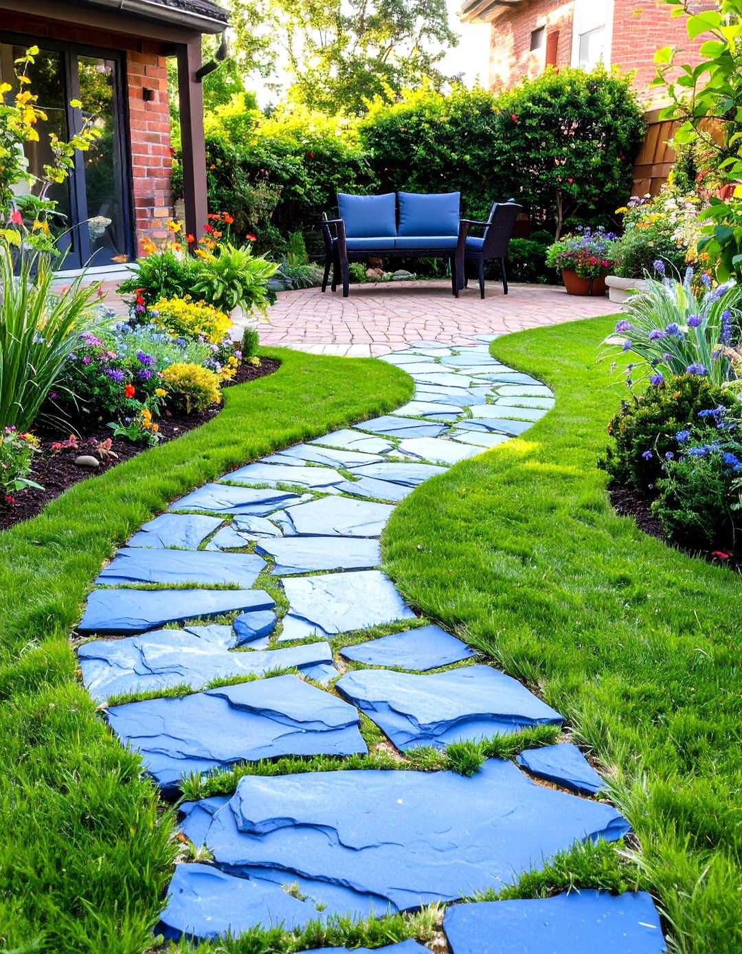 Small Backyard Patio with a Stepping Stone Path - 30 small back yard patio ideas