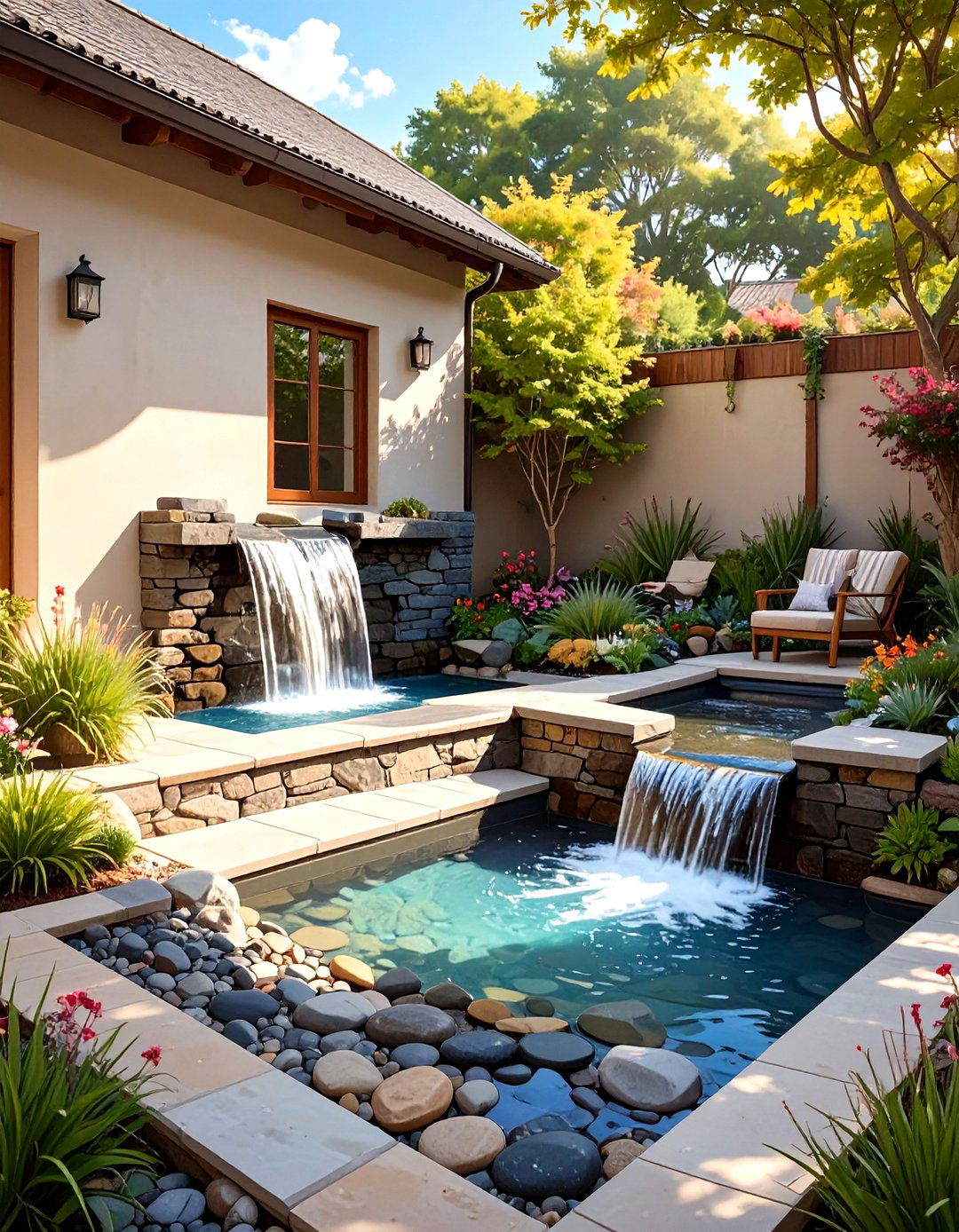 Small Backyard Patio with a Water Feature - 30 small back yard patio ideas