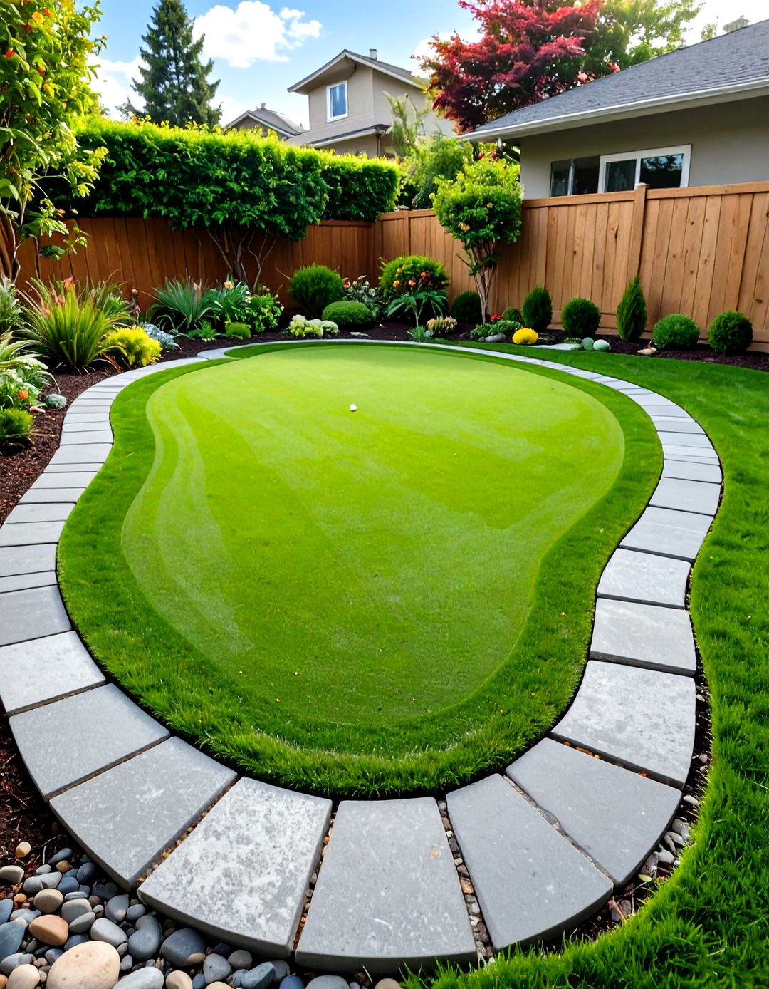 Small Backyard Putting Green with Stone Edging - 30 small backyard putting green ideas