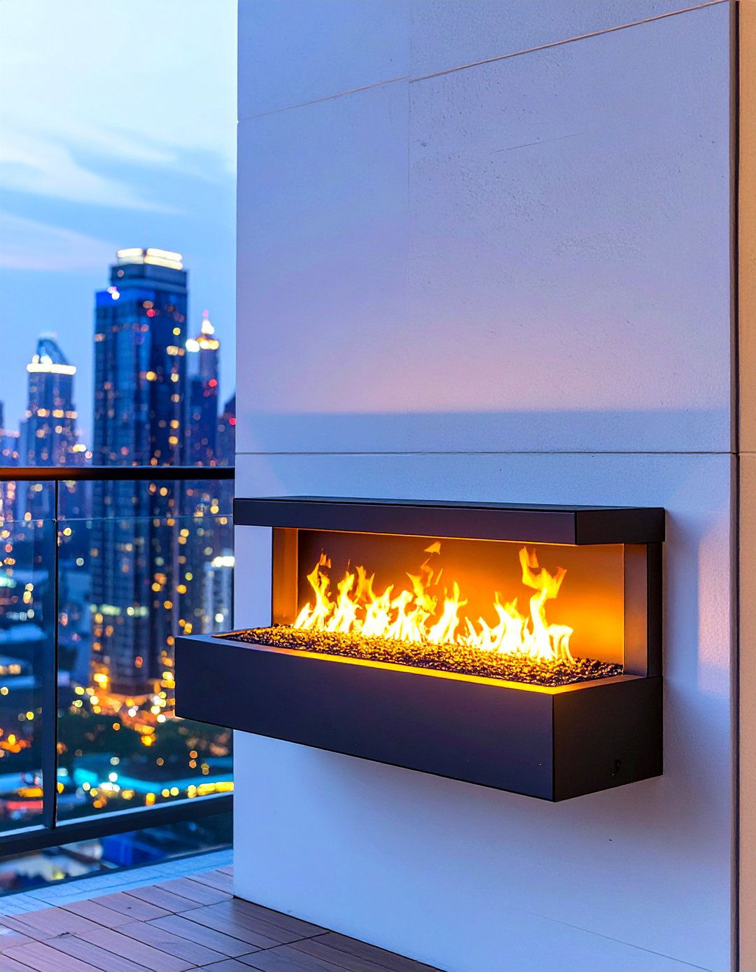 Small Balcony Safe Electric Fireplace - 30 small outdoor fireplace ideas