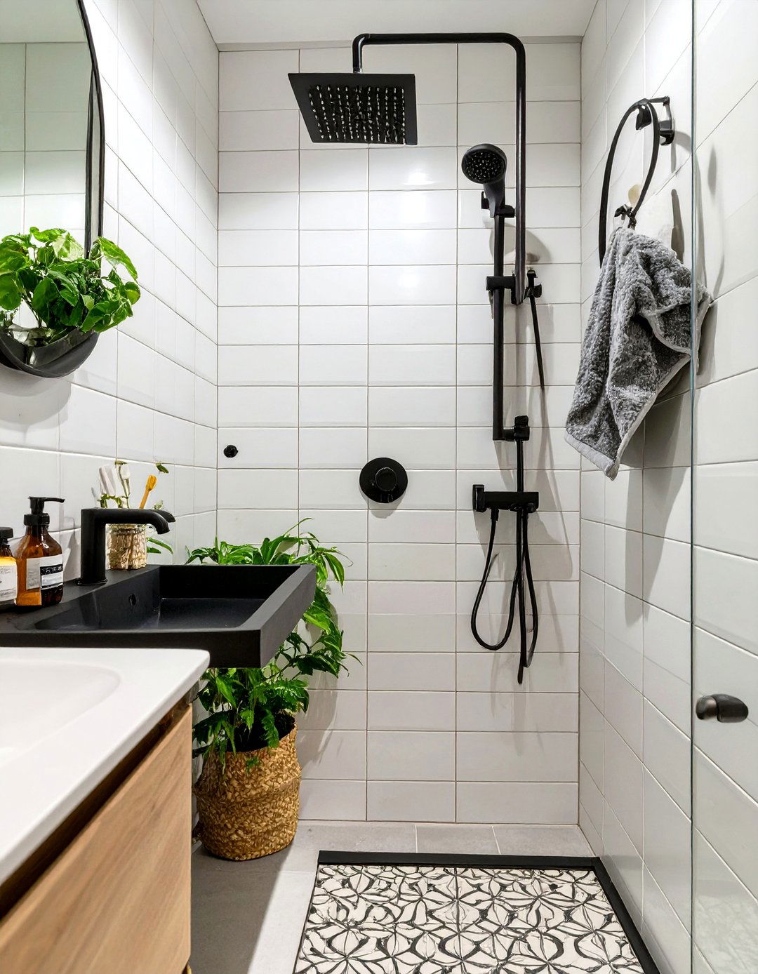 Small Bathroom Minimalist Black Fixtures - 30 small bathroom trends 2025