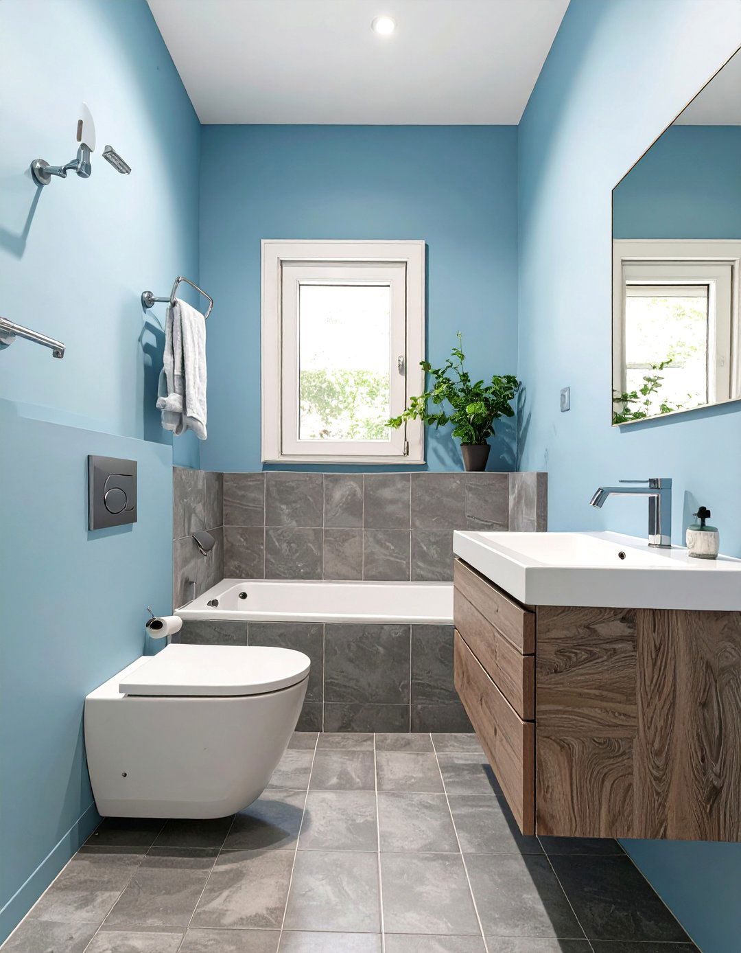 Small Bathroom Solution with Powder Blue and Cool Gray - 30 blue and gray bathroom ideas