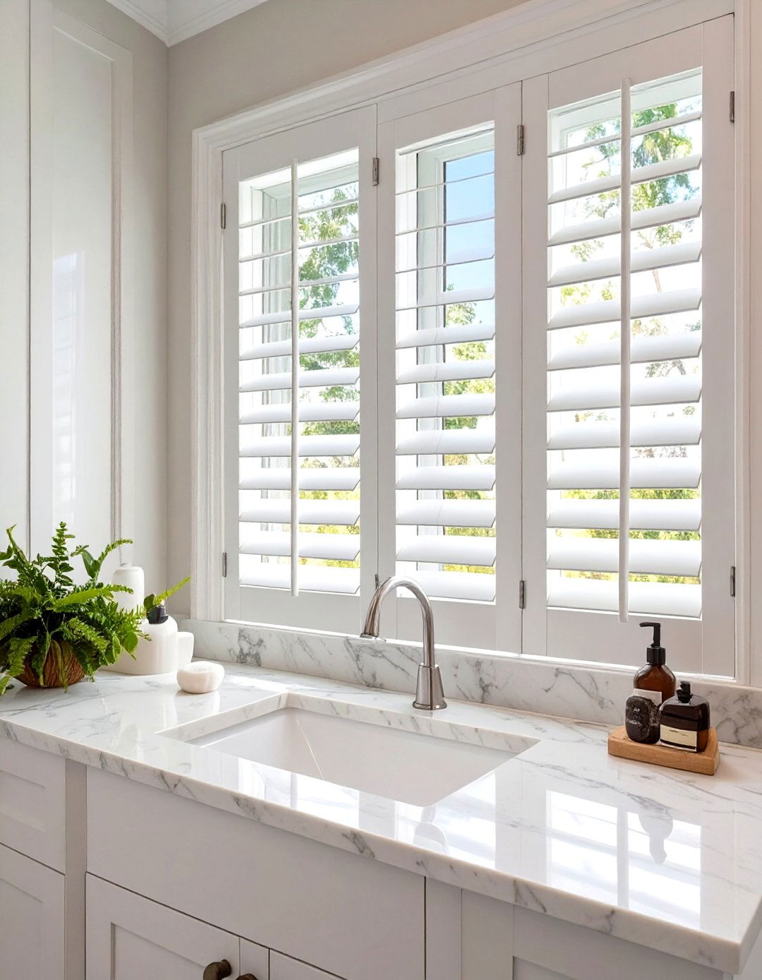 Small Bathroom Window with Plantation Shutters - 30 small bathroom window ideas