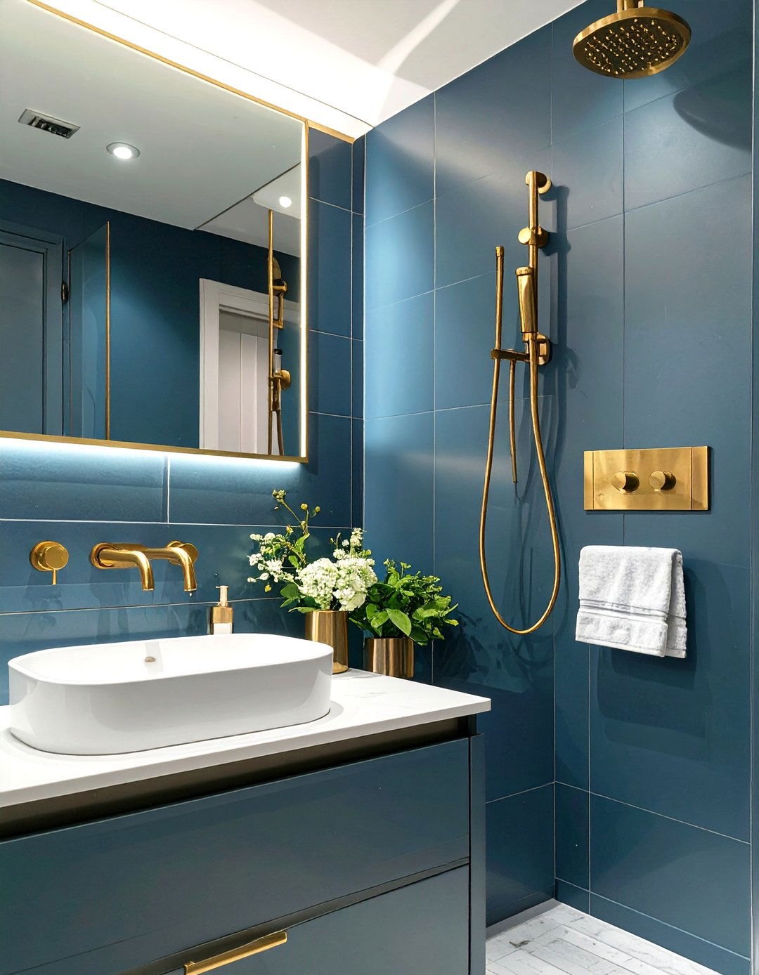 Small Bathroom with Brass or Gold Fixtures - 30 small modern luxury bathroom design ideas