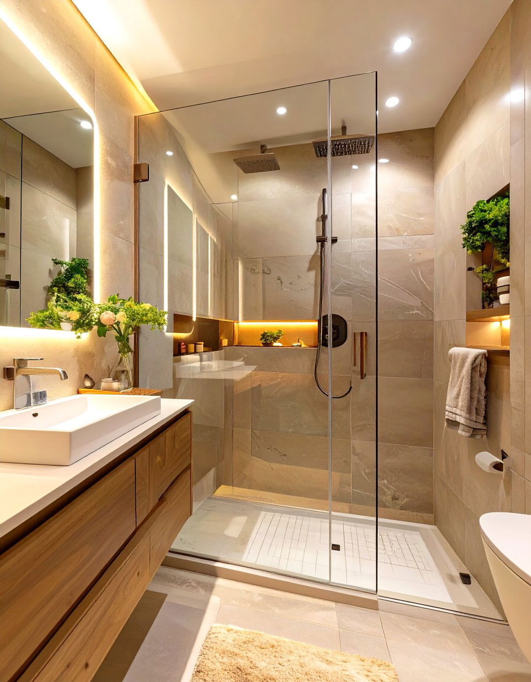 Small Bathroom with Smart Glass for Privacy - 30 small modern luxury bathroom design ideas