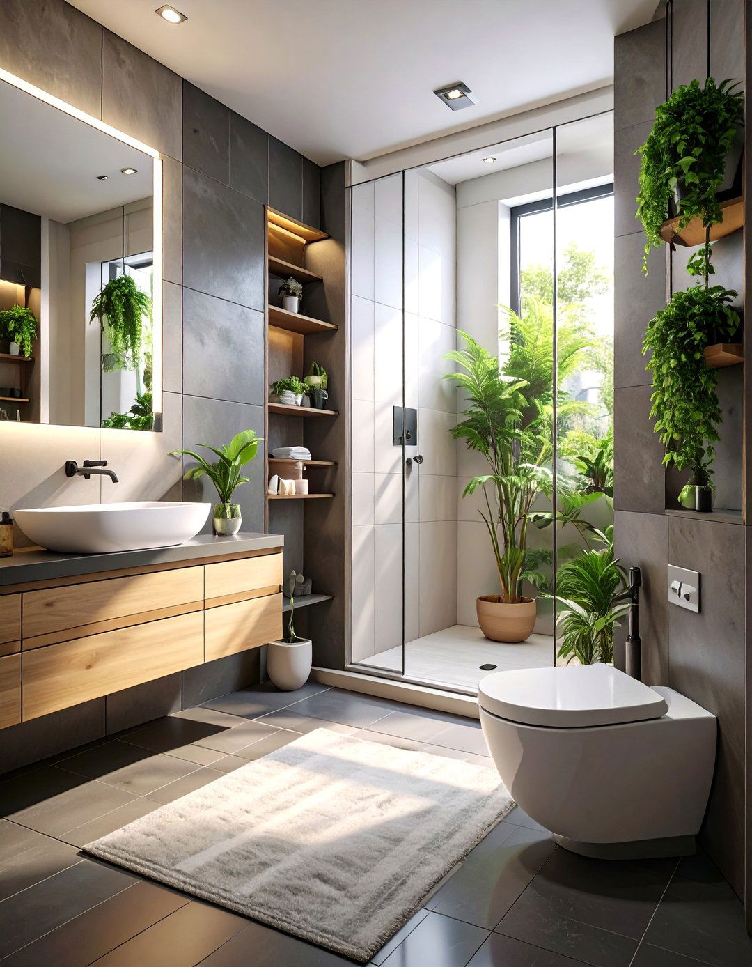 Small Bathroom with Smart Storage - 30 black and white bathroom ideas