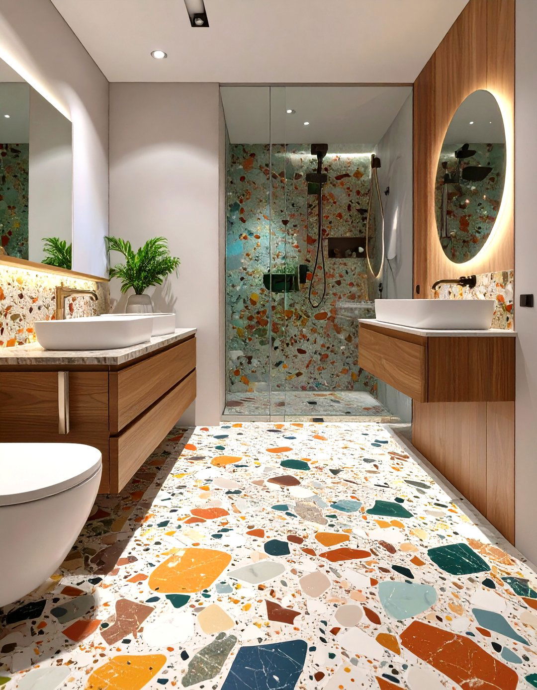 Small Bathroom with Terrazzo Surfaces - 30 small modern luxury bathroom design ideas