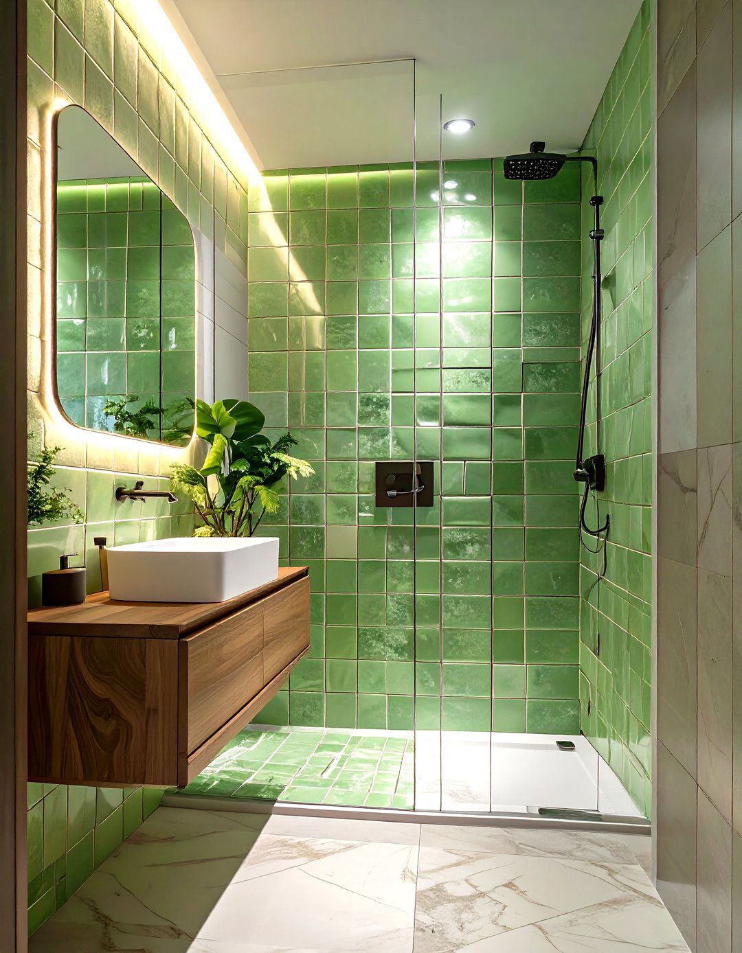 Small Bathroom with Vertical Tile Installation - 30 small modern luxury bathroom design ideas