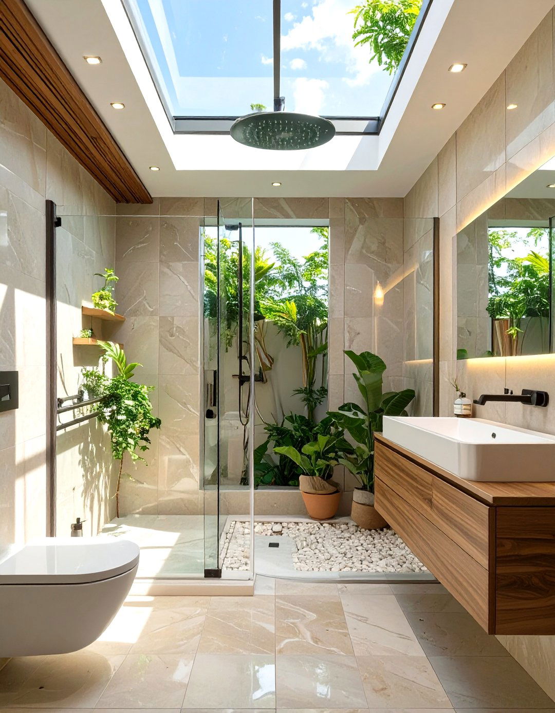 Small Bathroom with a Glass Ceiling Shower - 30 small modern luxury bathroom design ideas