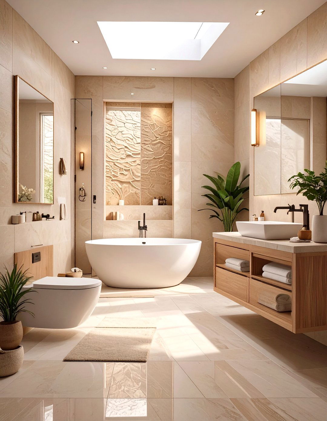 Small Bathroom with a Monochromatic Color Palette - 30 small modern luxury bathroom design ideas