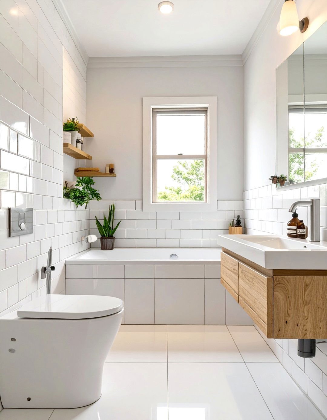 Small Bathroom with a Pocket Door - 30 small white bathroom ideas
